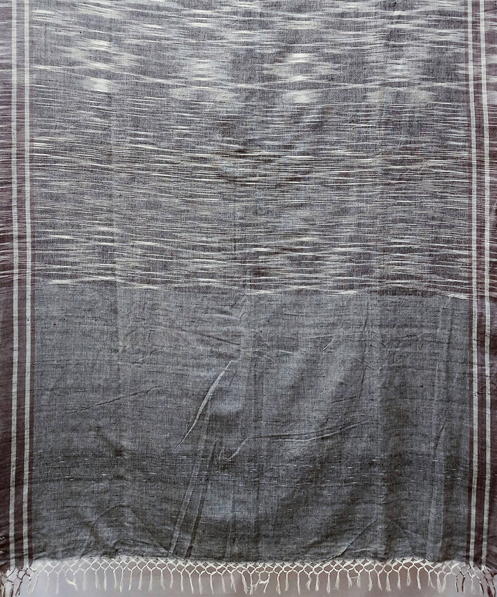 Grey white handspun handwoven dip dye cotton saree