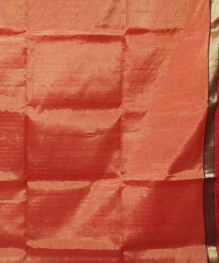 Golden brown handloom cotton silk maheshwari saree