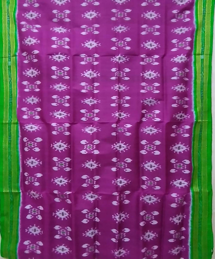 Violet green handwoven silk khandua saree