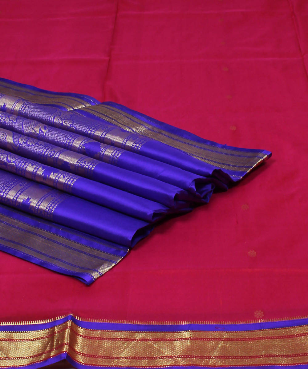 Magenta Red Karnataka Handloom Silk Saree
