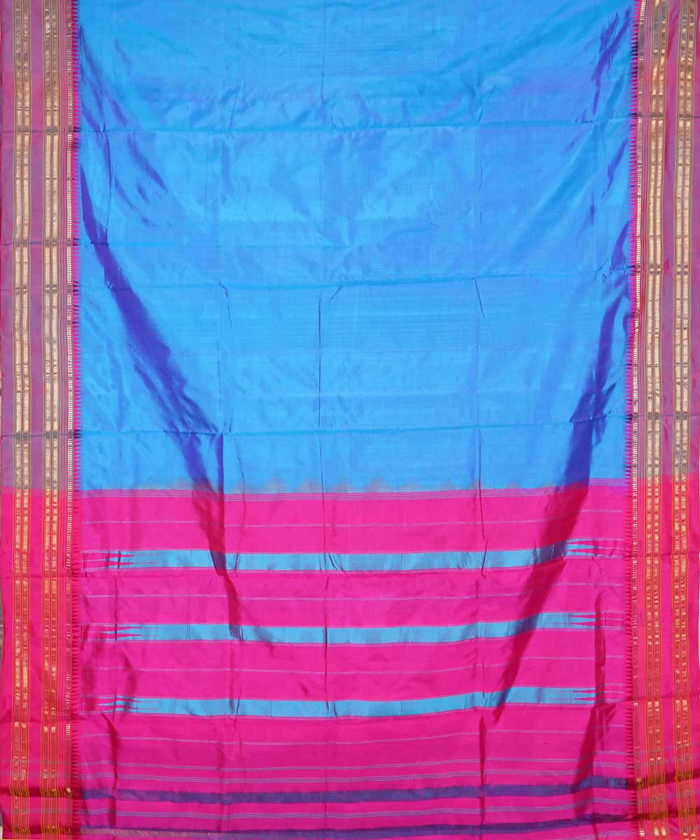 Sky blue handwoven silk narayanpet saree