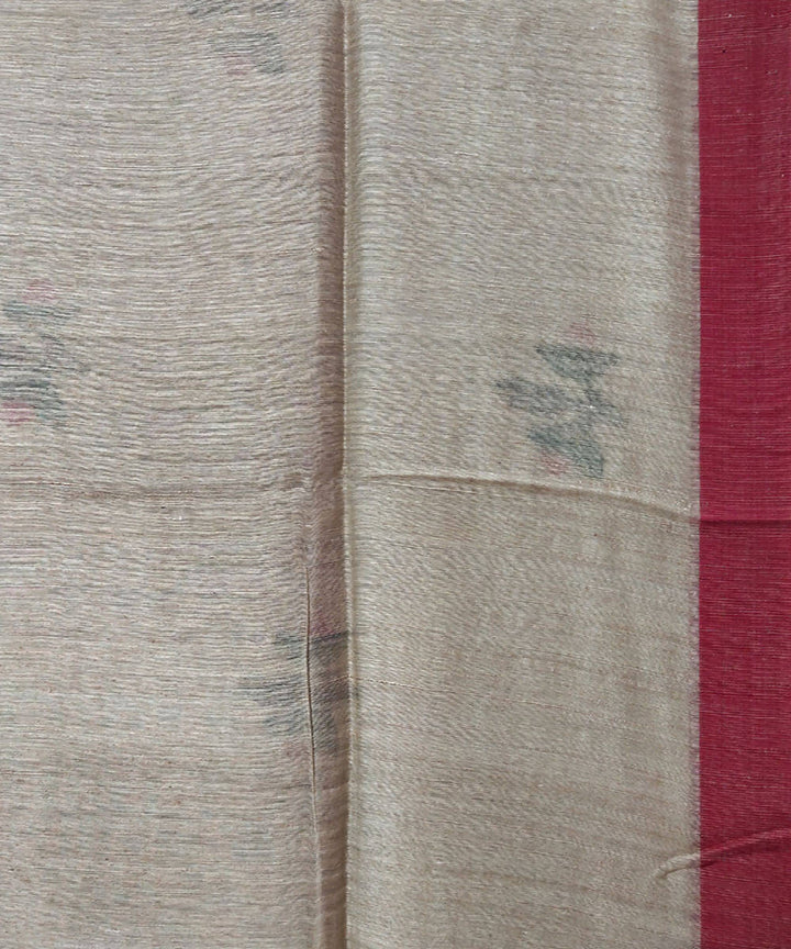 Beige brown handwoven jamdani matka silk saree