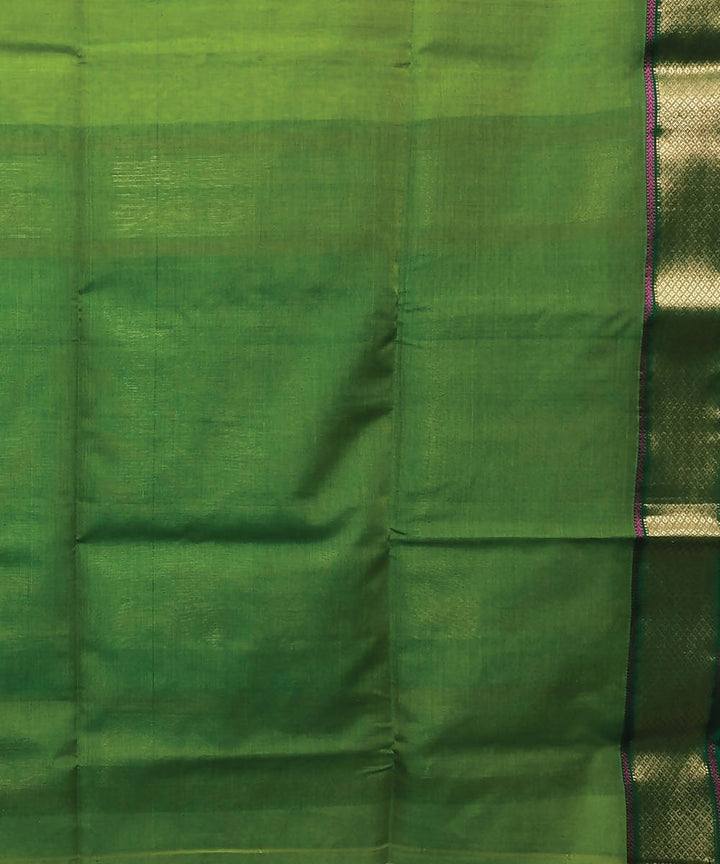Yellow and green handloom cotton silk maheshwari saree