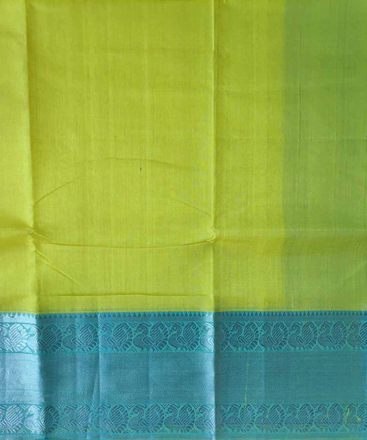 Canary yellow handloom cotton silk mangalagiri saree