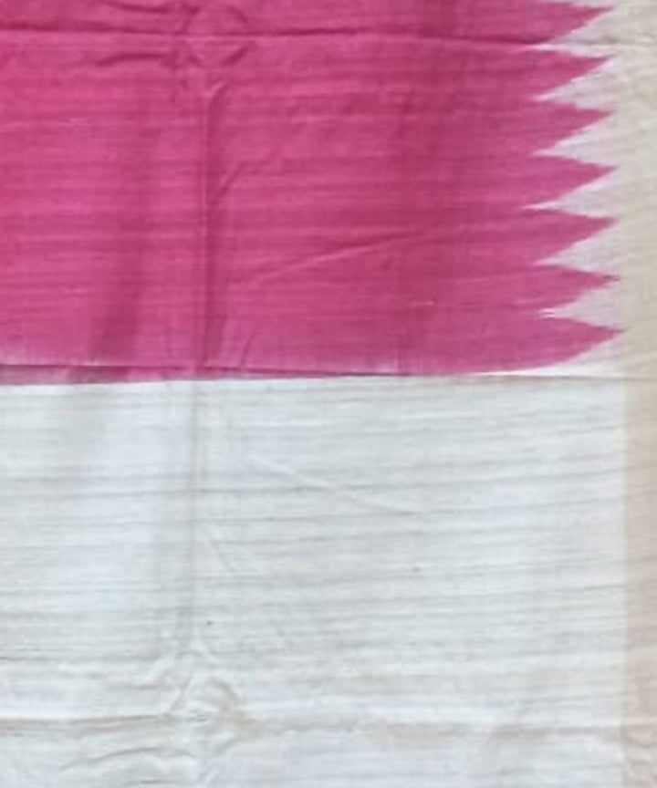 Pink cream handwoven gopalpur tussar silk saree