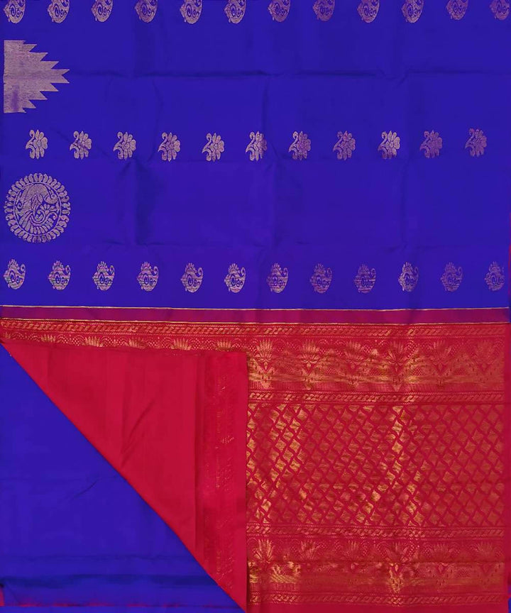 Blue kanjeevaram pure handloom silk saree