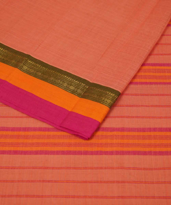Orange handwoven cotton narayanpet saree