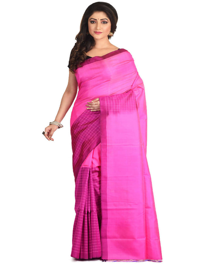 Resham shilpi pink bengal silk saree with handwoven design