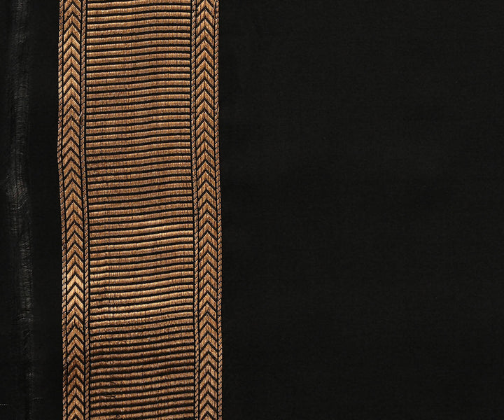 Black handwoven katan silk pure banarasi saree with pure zari work