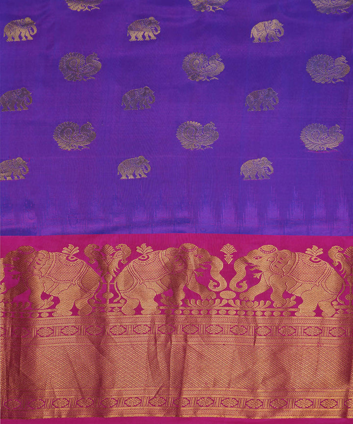 Purple handwoven silk gadwal saree