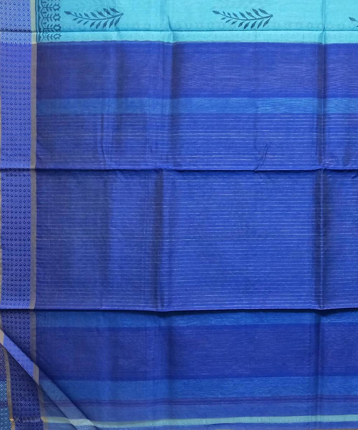Carolina blue handwoven cotton silk maheshwari saree