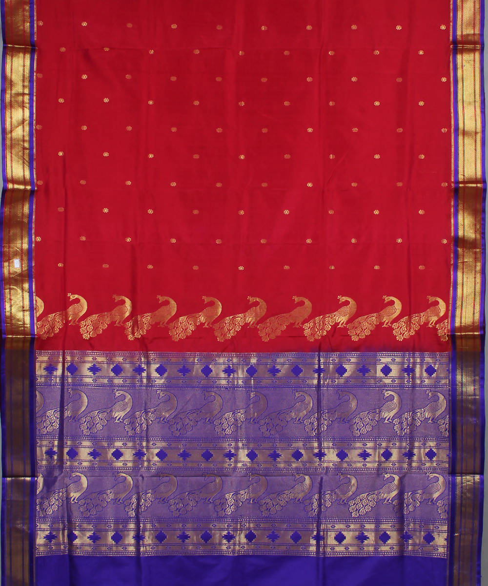 Magenta Red Karnataka Handloom Silk Saree