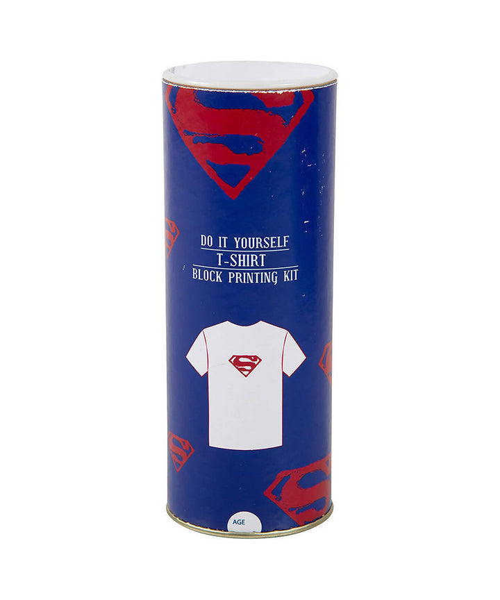 Handmade Wooden Block with blue Superman Print DIY T-Shirt Craft Kit