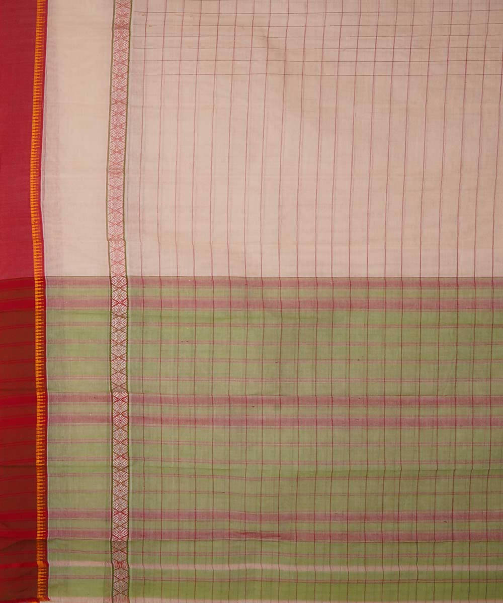 White handwoven cotton narayanpet saree