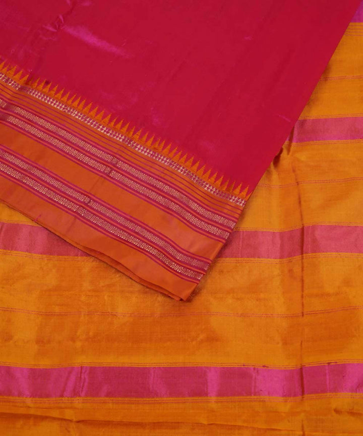 Rose pink handwoven silk narayanpet saree