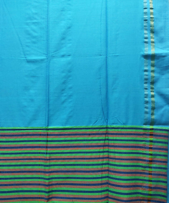 Light sky blue handloom handspun cotton saree