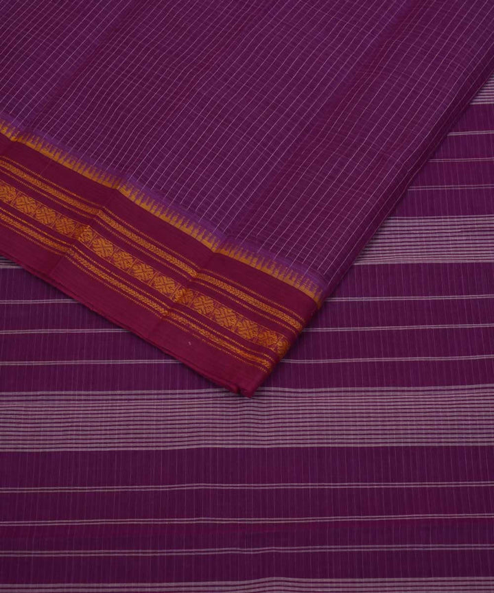 Purple handwoven cotton narayanpet saree