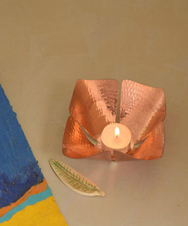 Handmade copper foliole tea light