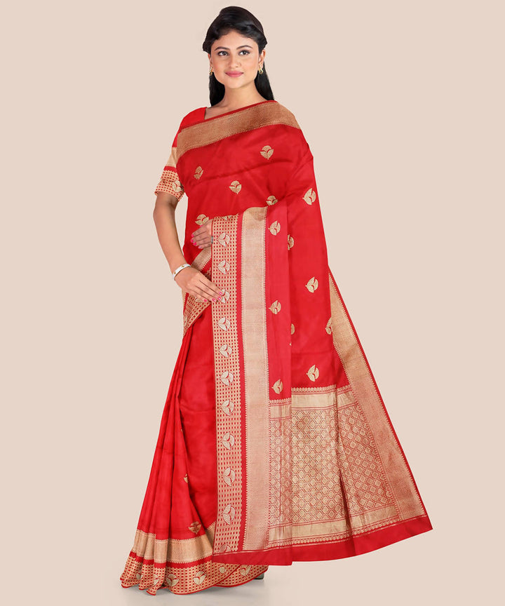 Red handloom silk katan banarasi saree