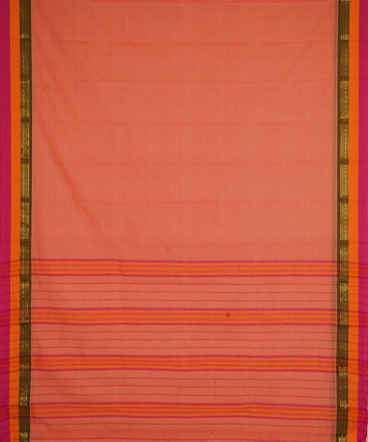 Orange handwoven cotton narayanpet saree