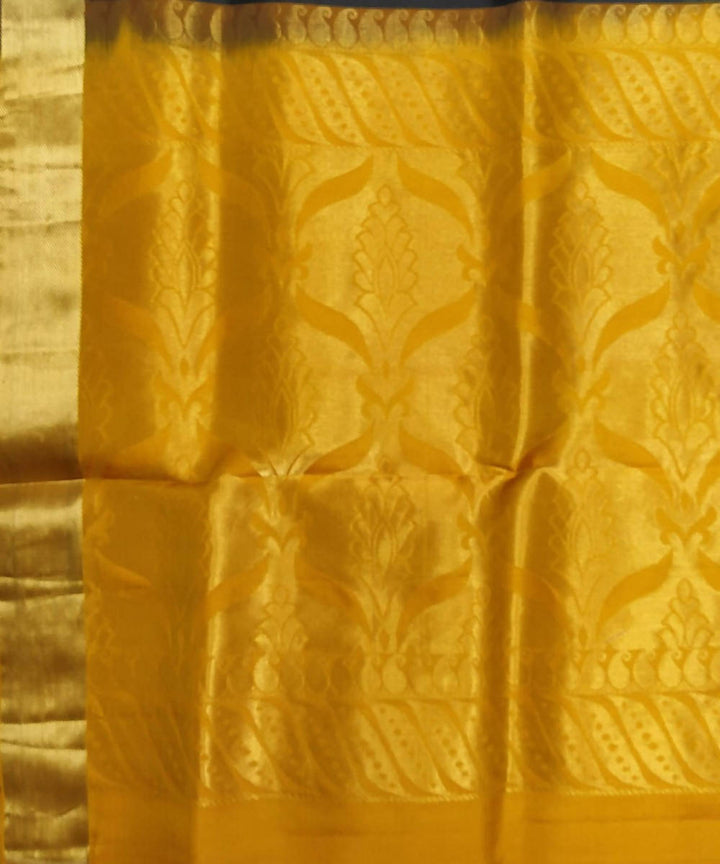 Black yellow handloom soft silk saree