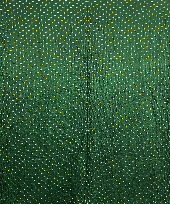 Olive green hand printed bandhani gajji silk saree