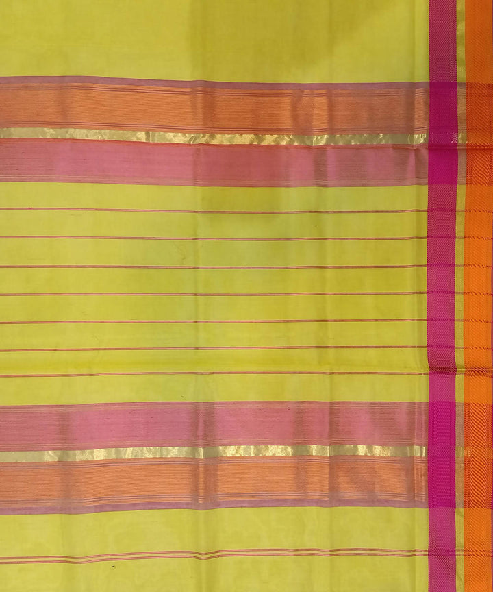 Maheshwari Lemon Yellow Handloom Cotton Silk Saree