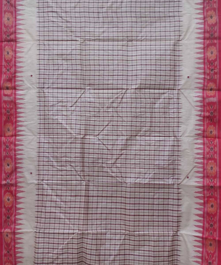 Offwhite red handwoven tussar silk saree