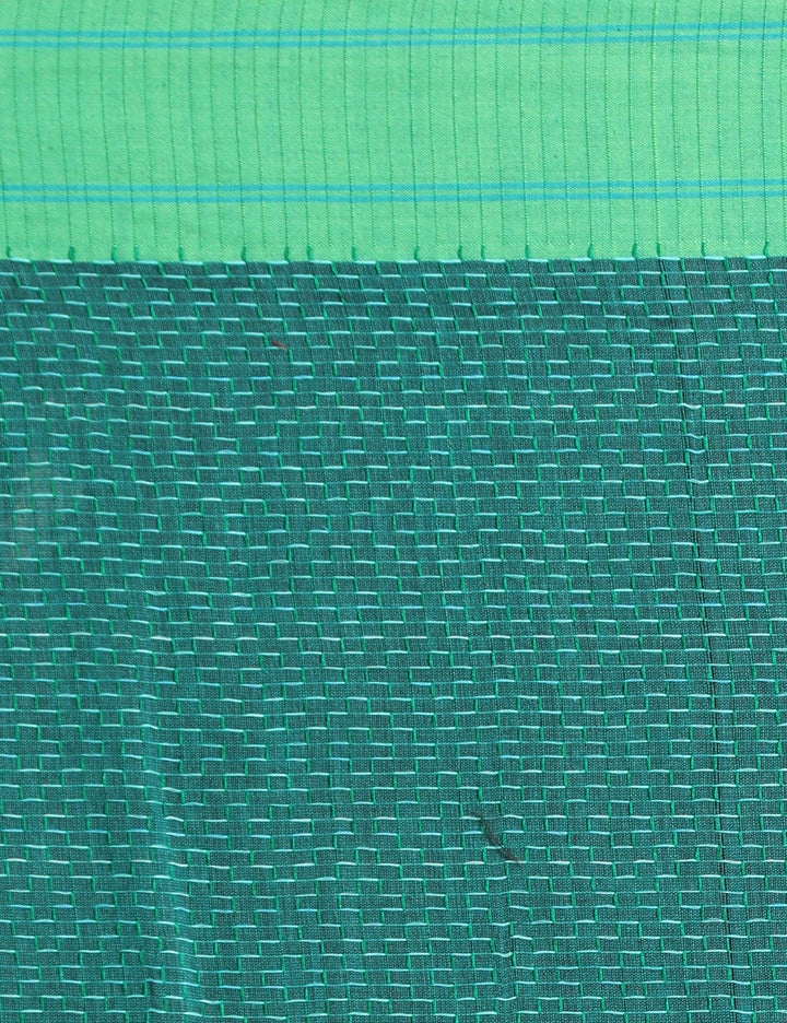 Green handspun handwoven cotton saree