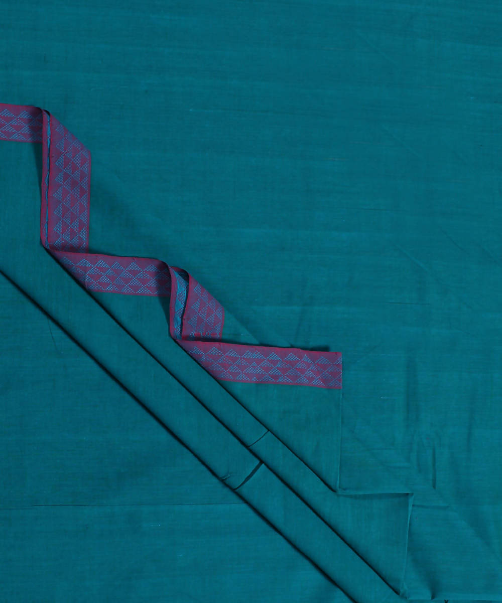 Handloom Cotton Fabric Teal Blue