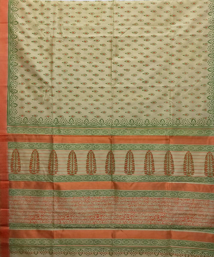 Deep champagne handwoven cotton silk maheshwari saree