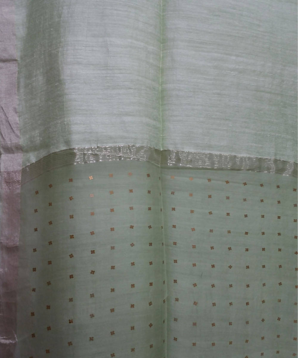 Bengal Light Green Handloom Sequin Matka Silk Saree