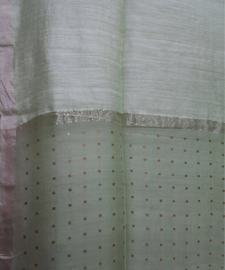Bengal Light Green Handloom Sequin Matka Silk Saree