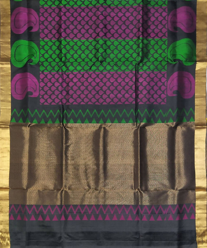 Black soft silk handloom saree