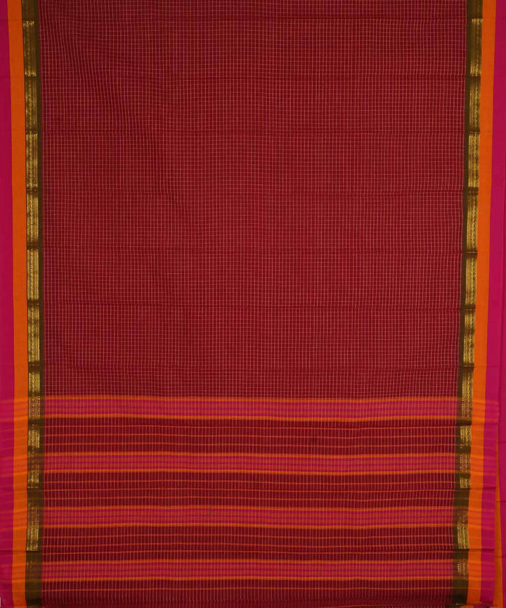 Dark red handwoven cotton narayanpet saree
