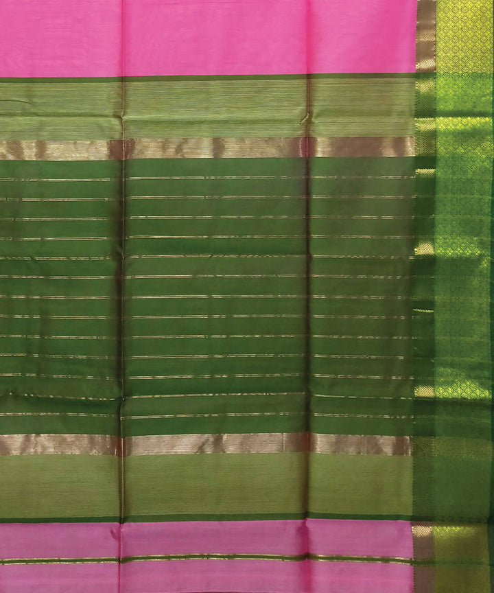 Pink and green handloom cotton silk maheshwari saree