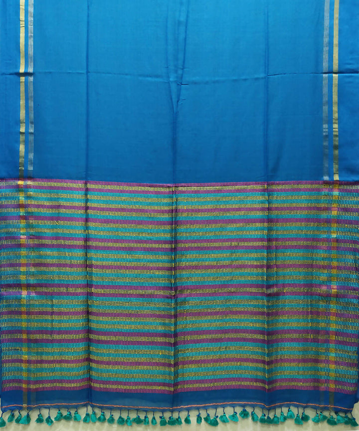 Dark blue handloom handspun cotton saree