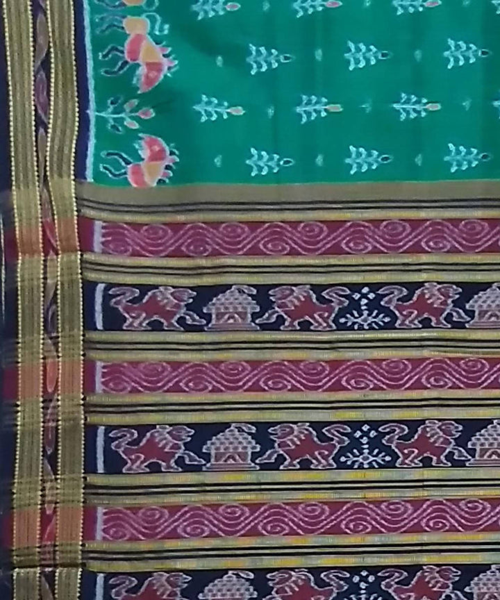 Forest green black silk handloom khandua saree