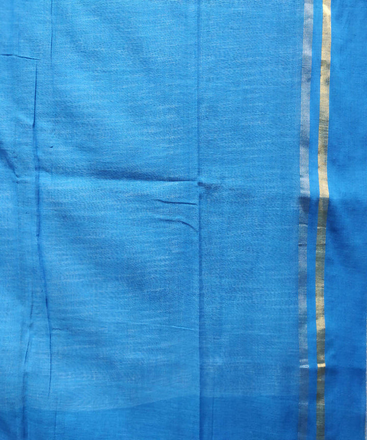 Cyan blue light green handloom handspun cotton saree