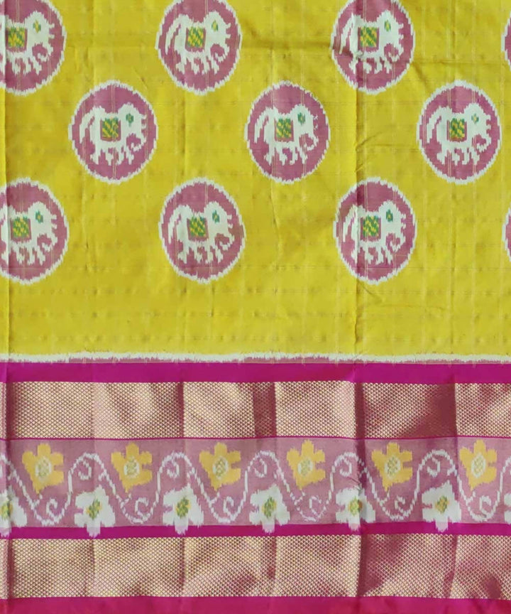 Yellow handwoven ikkat silk pochampally saree