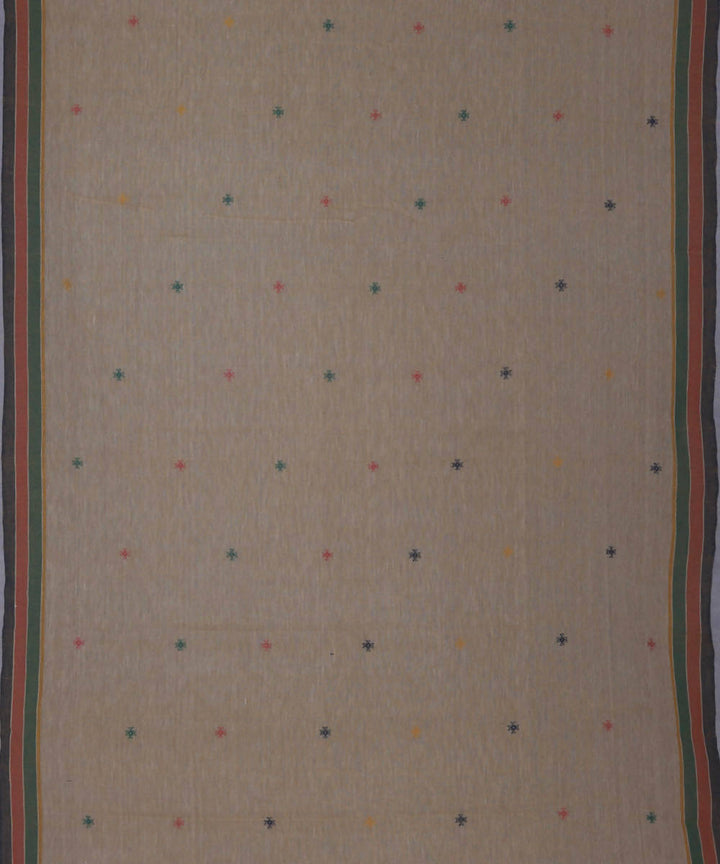 Pale yellow handwoven kutchi weave kala cotton saree