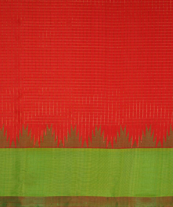 orange green handloom gadwal silk saree