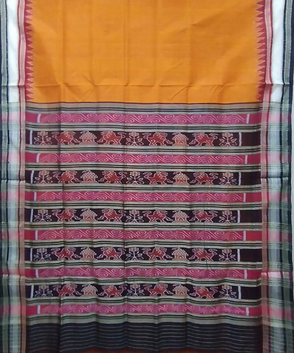 Yellow multicolor silk handloom sambalpuri saree