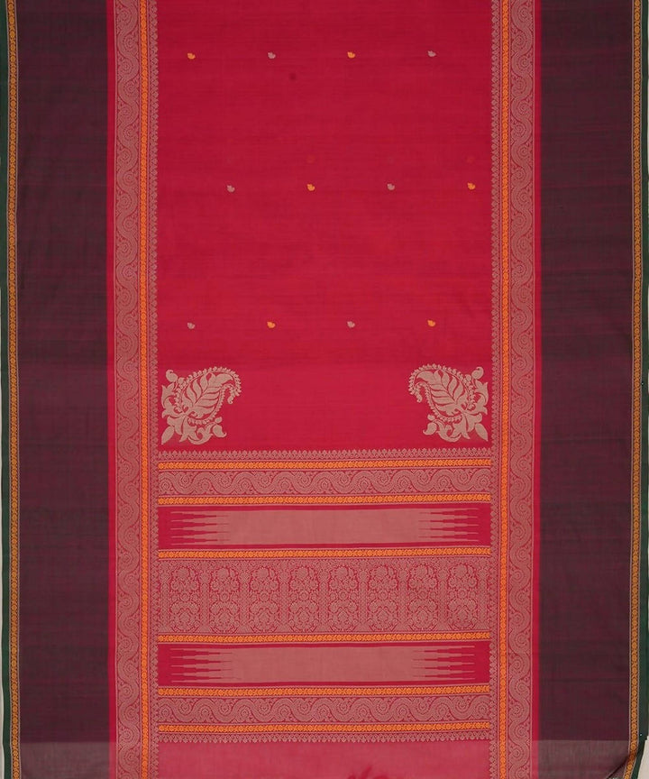 Pink handloom kanchi cotton mubbhagam saree with butties