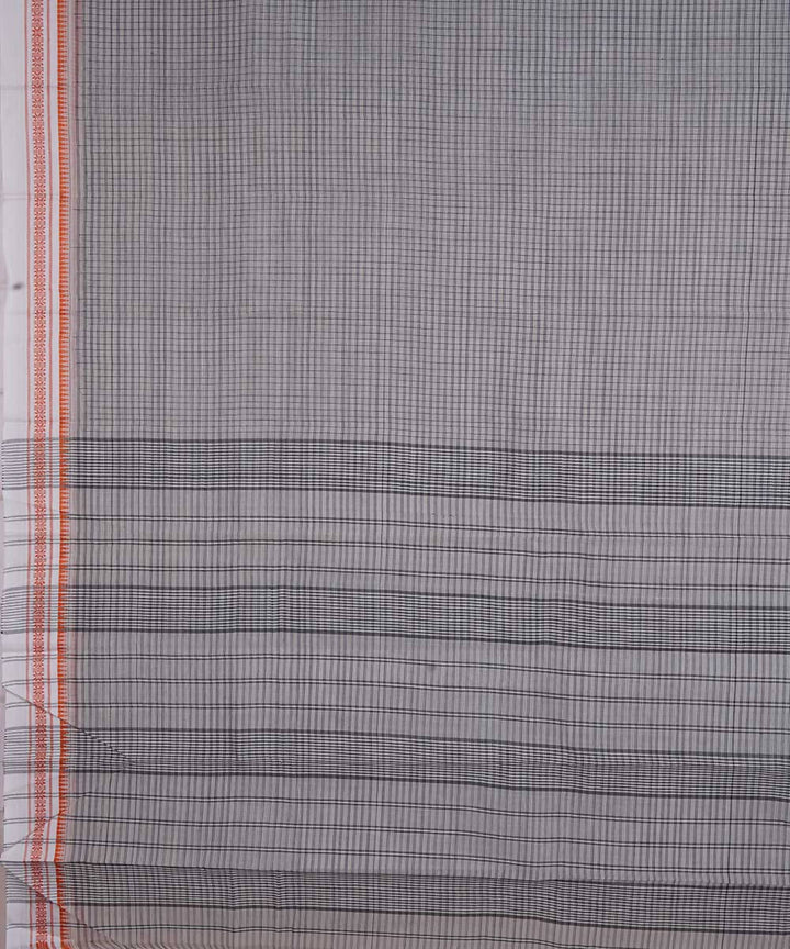 Light grey handwoven cotton narayanpet saree
