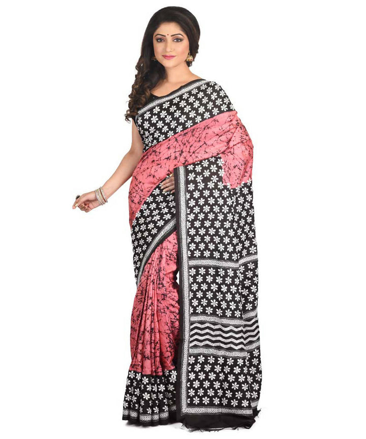 Pink exclusive bengal silk saree with hand embroidery work