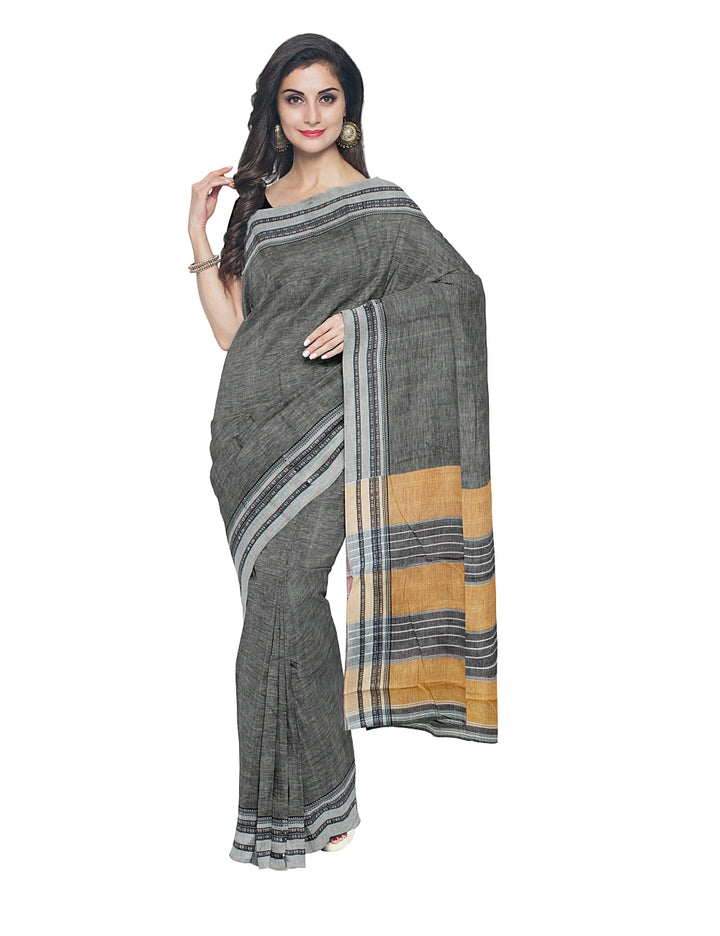 Grey Handloom Hubli Cotton Saree