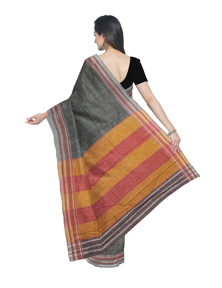 Grey Yellow Handloom Hubli Cotton Saree