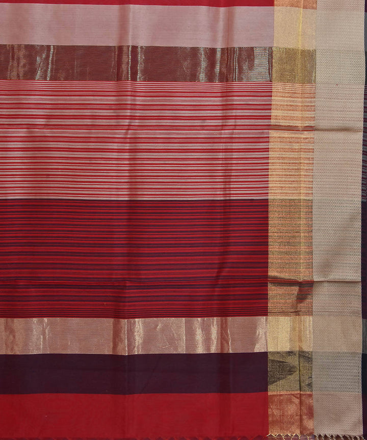 Maheshwari Handloom Red Maroon Sico Saree