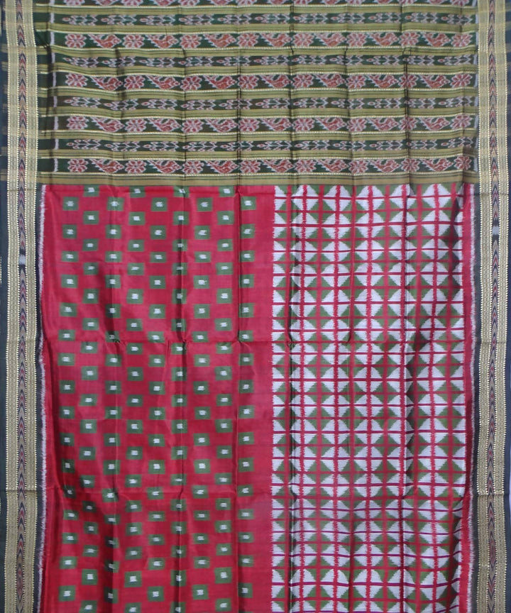 Maroon Handloom Patli Khandua Silk Saree
